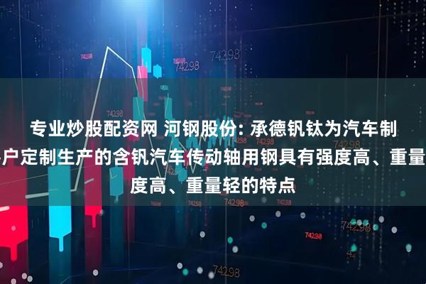 专业炒股配资网 河钢股份: 承德钒钛为汽车制造领域客户定制生产的含钒汽车传动轴用钢具有强度高、重量轻的特点
